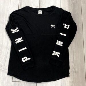 Victoria's Secret Pink Long Sleeve W/Lace Up Designs & Back Has A 🐶 Pic T-Shirt